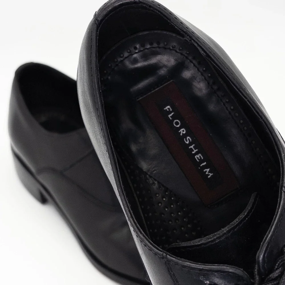 Florsheim Men's Black Leather Cap Toe Oxford Dress Shoes Size 8D Lace Up
